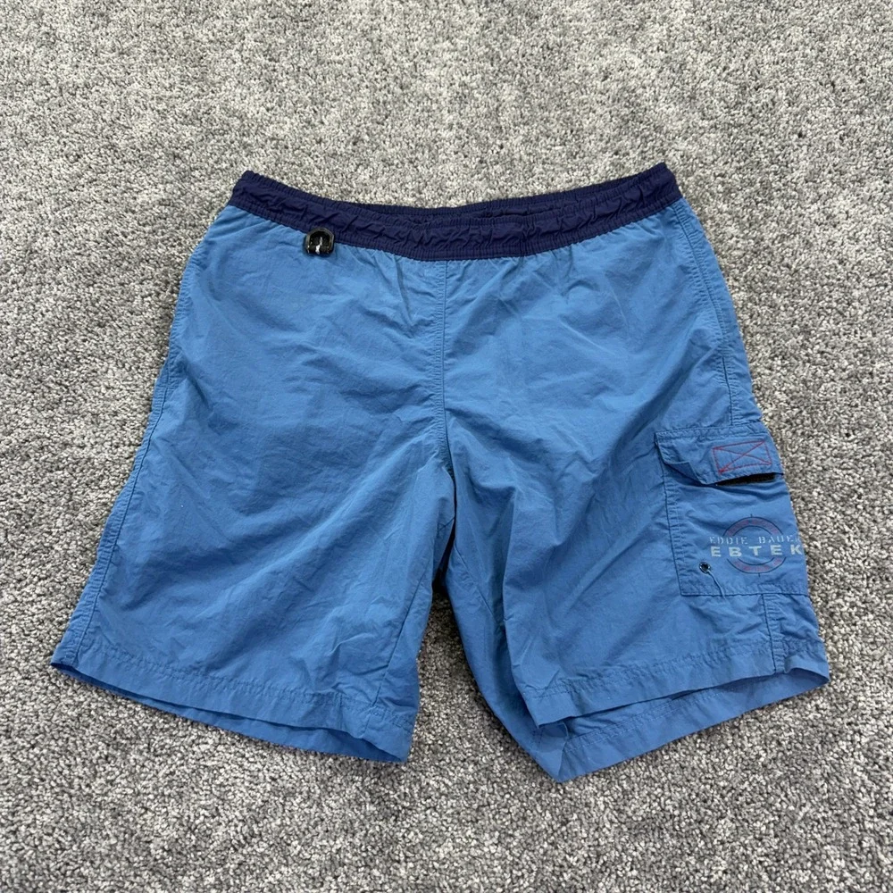 Eddie Bauer EBTEK Shorts Mens S Blue Cargo Outdoor